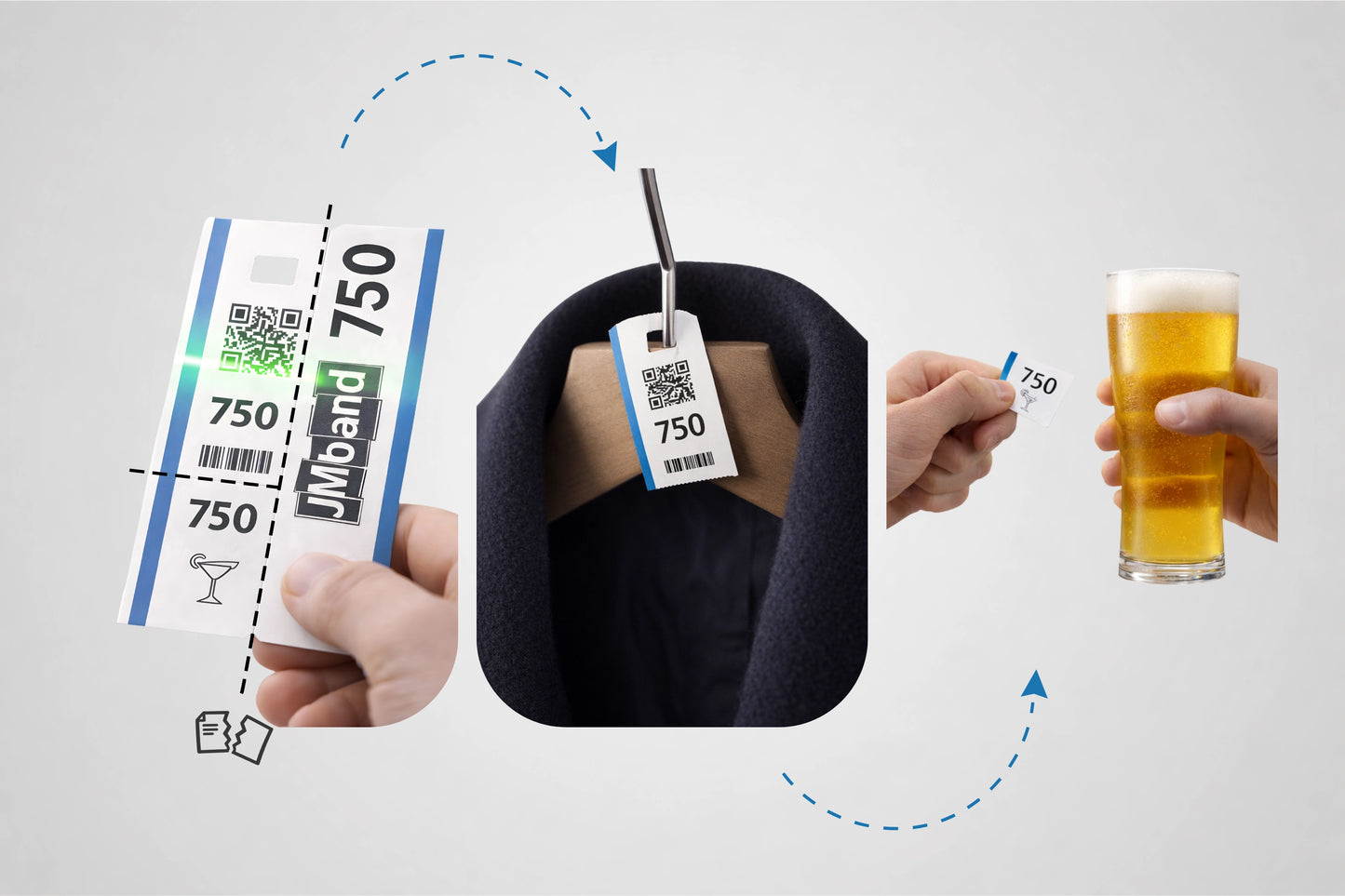 Trijų dalių termo rūbinės bilietai ritinėlyje