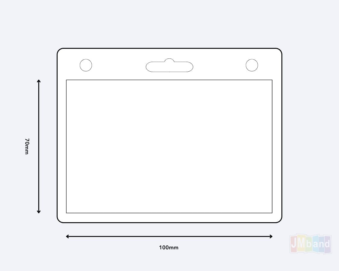 A photo of Lanyard Pouches for Business Cards in Stock from JM Band®. Purchase Accessories in 100 X 70 horizontal here.