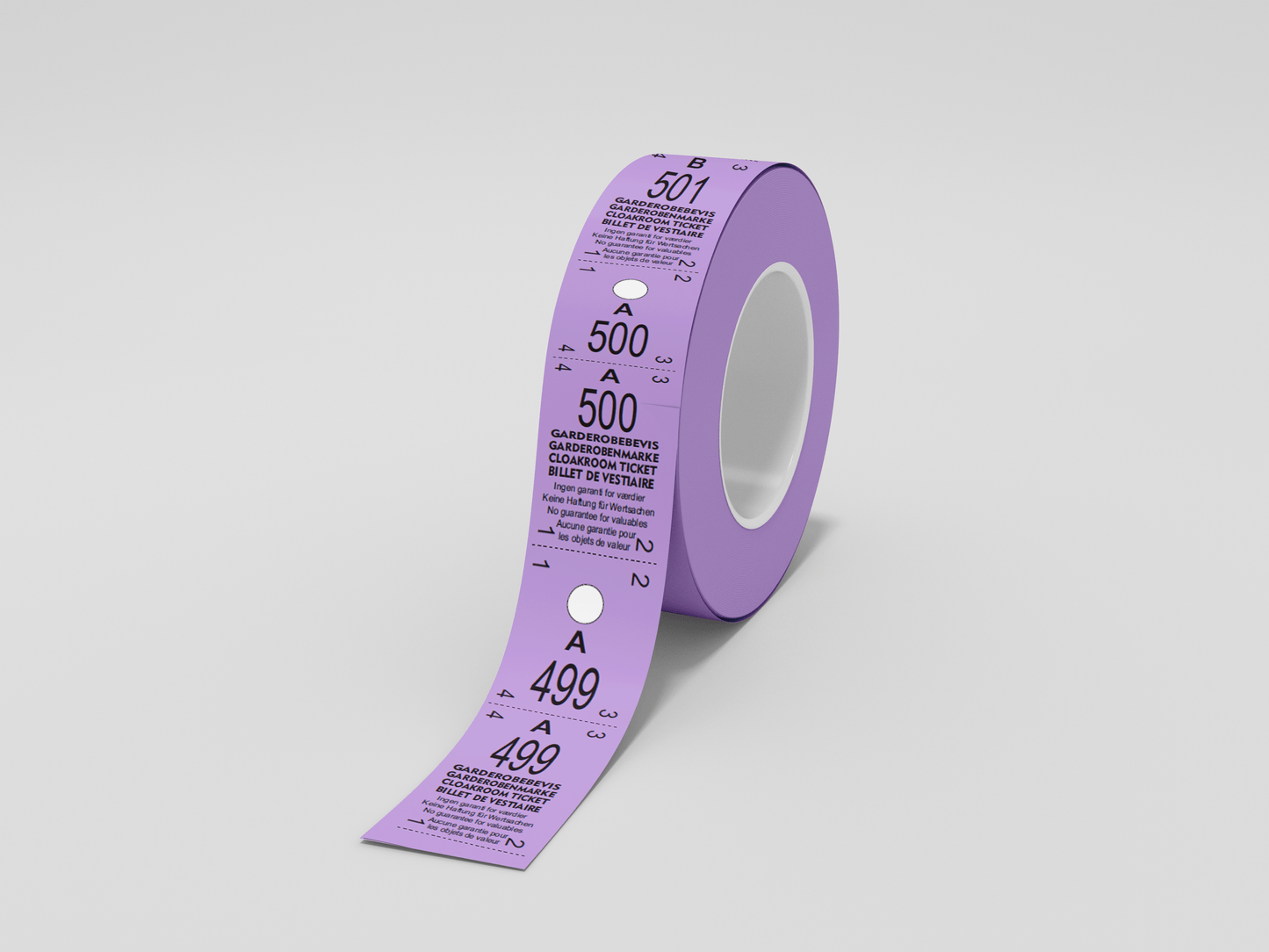 Cloakroom Tickets Roll 500 - Two Parts Tickets JM Band EU 1 Purple