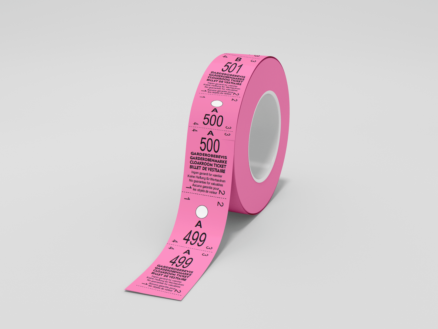 Cloakroom Tickets Roll 500 - Two Parts Tickets JM Band EU 1 Pink