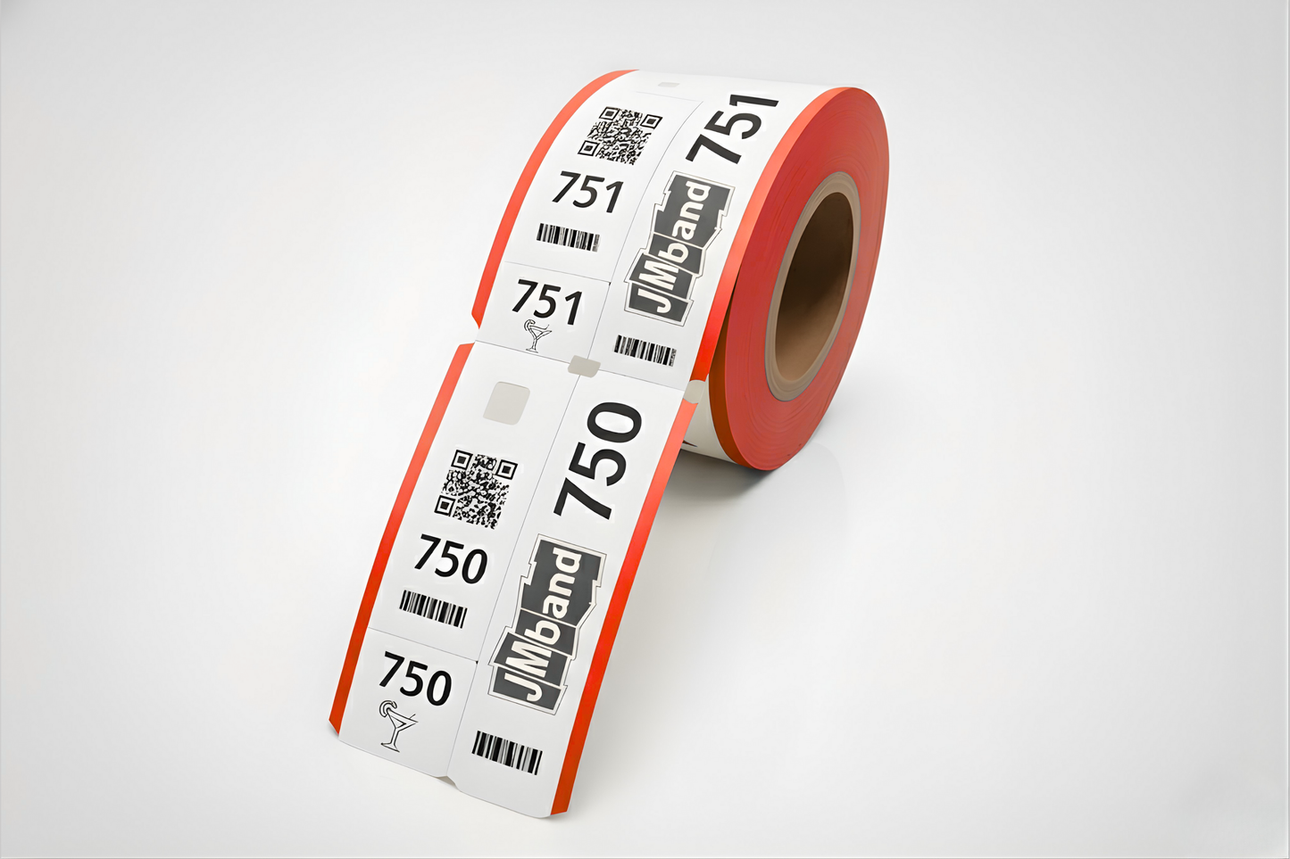 Trijų dalių rūbinės etiketės su spauda