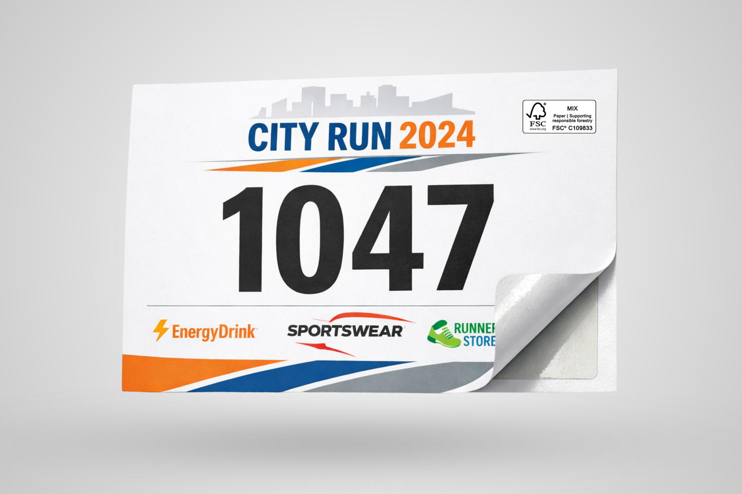 Lipnūs lenktynių numeriai su spauda ir FSC sertifikatu iš JM Band®