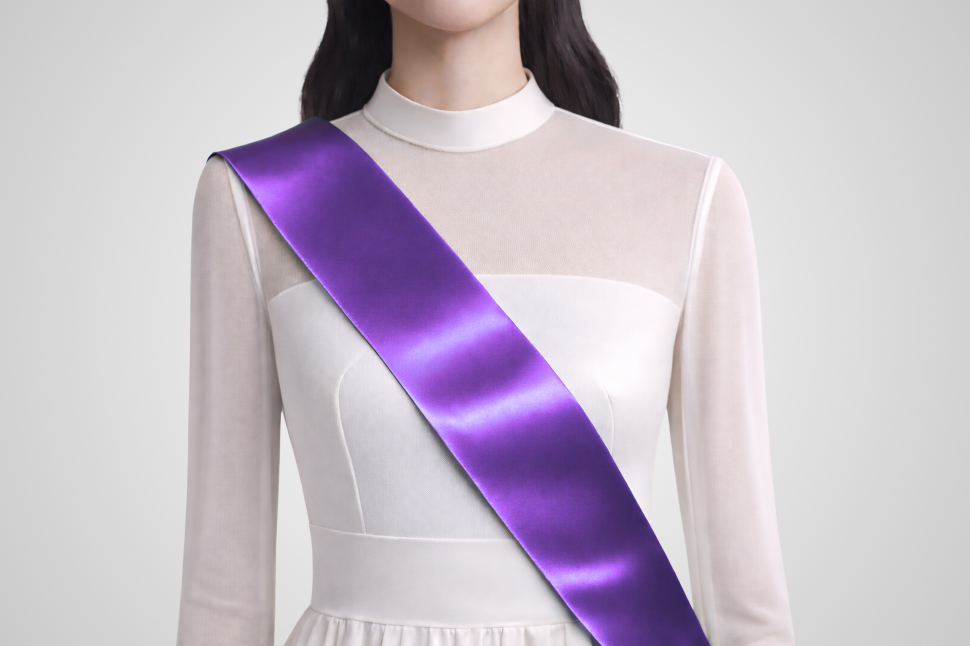 Violetinė ECO satino apdovanojimų juostelė be rašto iš JM Band®.