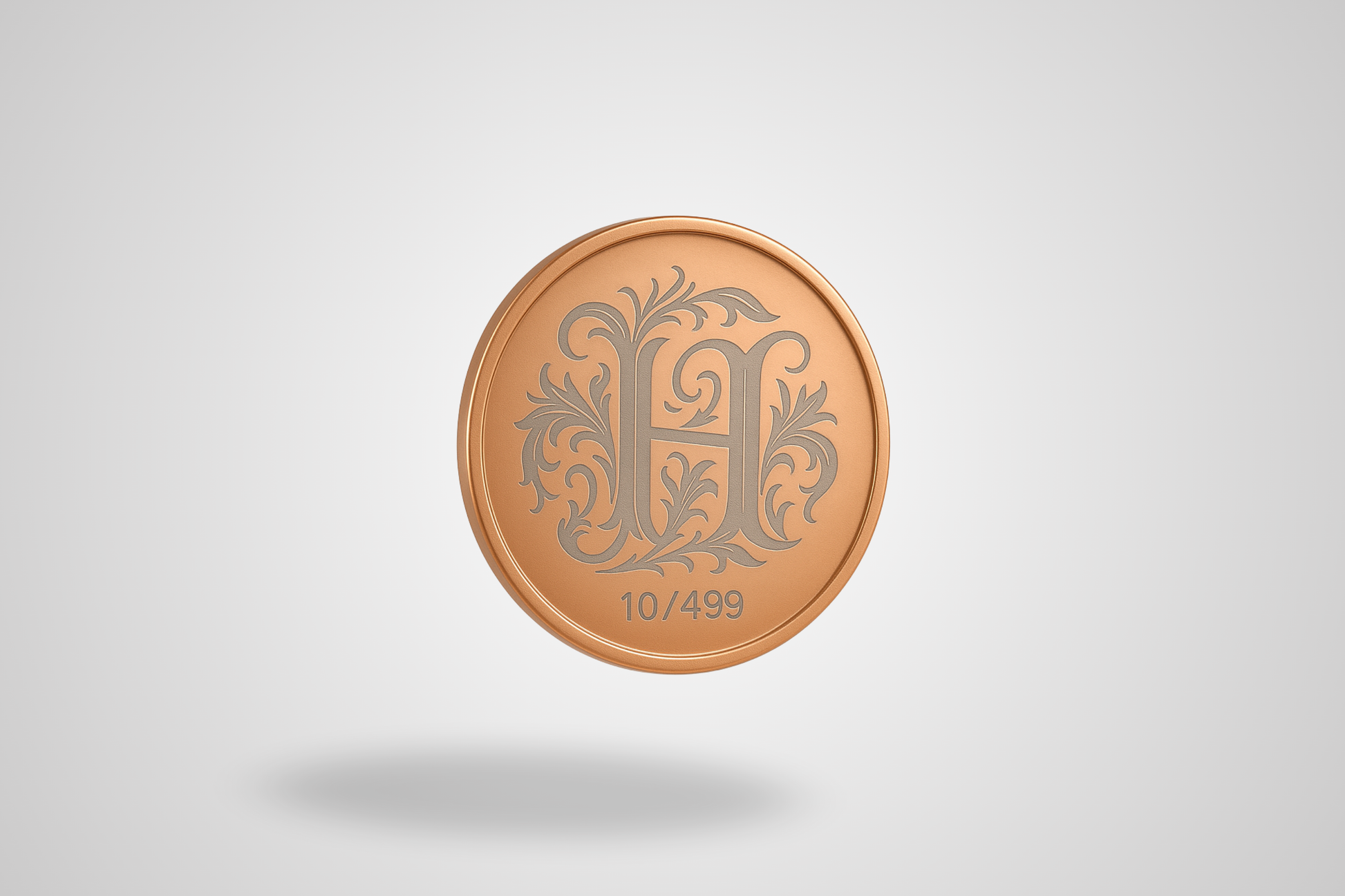 A photo of a laser engraved copper coin