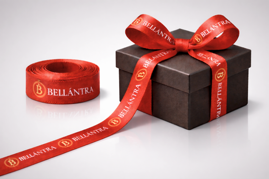 Ekologiško augintinio audinio dovanų juostelė su spalvotu spaudiniu