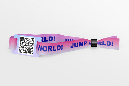 Audinių apyrankės su QR kodu - spalvotai spausdintos audinių apyrankės JM Band®